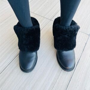 Chic Black Faux Fur Women's Winter Boots